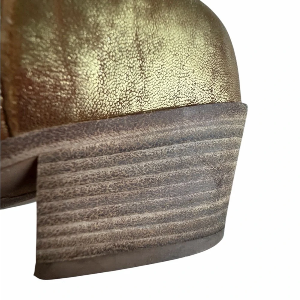 RARE Miu Miu Vintage Gold Metallic Leather Boots Sz 35 Cowboy Festival Boho - Picture 8 of 16